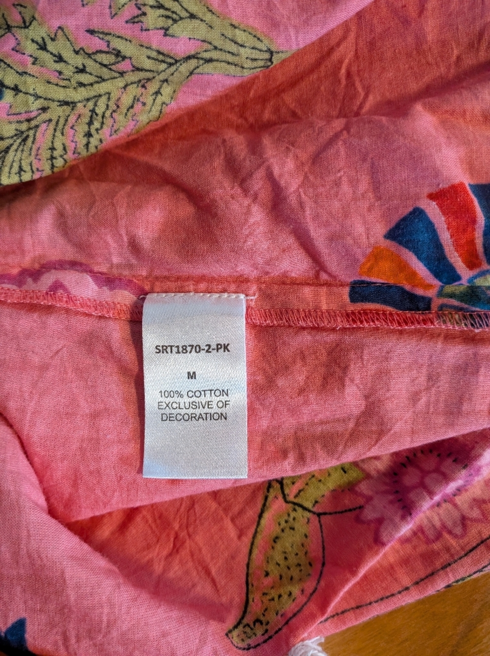 THML Like New Vibrant Floral Pink Top, 100% Cotton Size M - Picture 4 of 9
